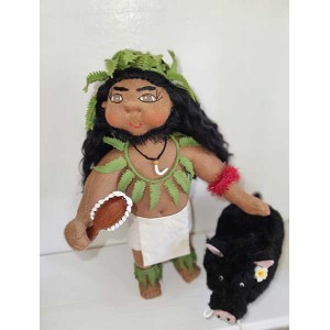  10" Art Doll Kamapua'a, Hawaiian Pig God