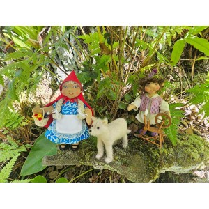 7" Fairy Tale Art Doll Little Red Riding Hood and the Wolf
